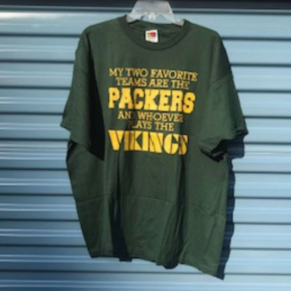 Size: 2XL (50-52) "My Two Favorite Teams" Tee Shirt . Green Bay Packers . New